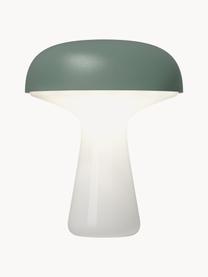 Lampada piccola da esterno portatile a LED con luce regolabile My T, Struttura: vetro, Paralume: alluminio rivestito, Verde salvia, bianco, Ø 20 x Alt. 25 cm