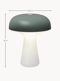 Lampada piccola da esterno portatile a LED con luce regolabile My T, Struttura: vetro, Paralume: alluminio rivestito, Verde salvia, bianco, Ø 20 x Alt. 25 cm