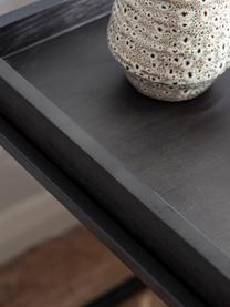 Bijzettafel Forden van hout en metaal in zwart, Tafelblad: MDF, fineer en gelakt, Frame: gelakt metaal, Zwart, 55 x 60 cm