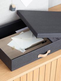 Aufbewahrungsbox Sverker II, Box: Fester Karton, mit Holzde, Griff: Leder, Schwarz, B 44 x H 9 cm