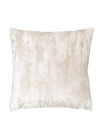 Fluwelen kussenhoes Shiny met glinsterend vintage patroon, 100% polyester fluweel, Crèmekleurig, B 40 x L 40 cm