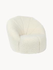 Fauteuil en peluche pour enfants Shaggy, Polyester (peau en peluche), Blanc crème, Ø 54 x haut. 46 cm