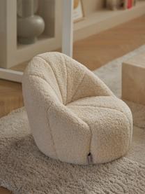 Fauteuil en peluche pour enfants Shaggy, Polyester (peau en peluche), Blanc crème, Ø 54 x haut. 46 cm