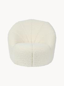 Fauteuil en peluche pour enfants Shaggy, Polyester (peau en peluche), Blanc crème, Ø 54 x haut. 46 cm