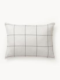 Funda de almohada doble cara de franela a cuadros Noelle, Blanco Off White, gris, An 45 x L 110 cm