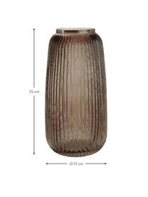 Glas-Vase Alessia mit Rillenstruktur, Glas, Braun, Ø 13 x H 25 cm