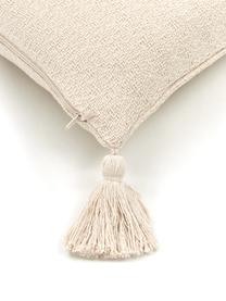 Kussenhoes Lori in beige met decoratieve kwastjes, 100% katoen, Beige, B 30 x L 50 cm