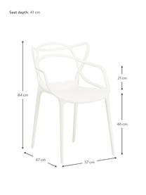 Designové židle s područkami Masters, 2 ks, Polypropylen, certifikace Greenguard, Bílá, Š 57 cm, V 84 cm