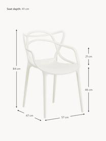Krzesło z podłokietnikami Masters, 2 szt., Tworzywo sztuczne, Biały, S 57 x G 47 cm