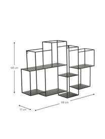 Mensola a parete in metallo con 8 scomparti Parnke, Metallo verniciato a polvere, Nero, Larg. 98 x Alt. 68 cm