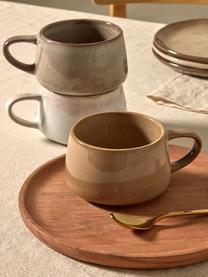 Tasse céramique beige Sheilyn, 4 pièces, Céramique, Blanc, tons beiges, larg. 12 x long. 7 cm, 400 ml