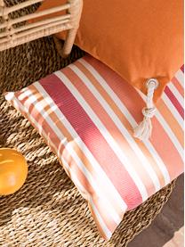 Gestreepte outdoor kussenhoes Marbella, 100% Dralon® polyacryl, Oranje, wit, rozetinten, 40 x 60 cm