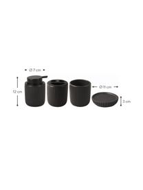 Accessoires de salles de bain noirs Neat, 4 élém., Céramique, Noir, Lot de différentes tailles