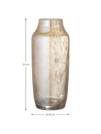 Glazen vaas Anetta in beige, Glas, Beige, transparant, Ø 13 x H 31 cm