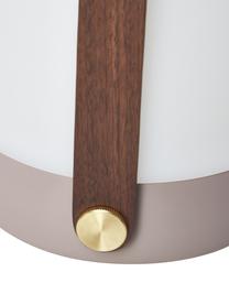 Lampada beige portatile e dimmerabile da tavolo da esterno Lite-up, Paralume: materiale sintetico, Struttura: legno, silicone, Manico: legno, Beige, bianco, marrone scuro, Ø 20 x Alt. 26 cm