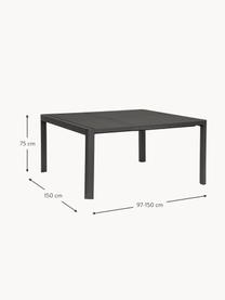 Uitschuifbare tuintafel Kiplin, 97 - 150 x 150 cm, Gepoedercoat aluminium, Antraciet, B 97/150 x D 150 cm