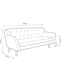 Sofa Mica (3-sobowa), Tapicerka: poliester imitujący len D, Stelaż: lite drewno sosnowe, skle, Nogi: drewno brzozowe, Jasny szary, S 192 x G 84 cm