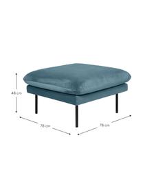 Poggiapiedi in velluto Moby, Rivestimento: velluto (rivestimento in , Struttura: legno di pino massiccio, Velluto color petrolio, Larg. 78 x Prof. 78 cm