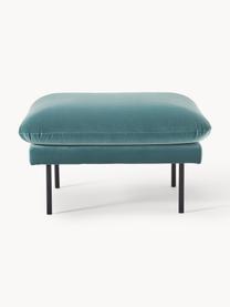 Sofa-Hocker Moby aus Samt, Bezug: Samt (Hochwertiger Polyes, Gestell: Massives Kiefernholz, Füße: Metall, pulverbeschichtet, Samt Petrol, B 78 x T 78 cm