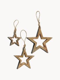 Adornos para colgar estrellas Paimio, 3 uds., Madera recubierto, Madera oscura, negro, Set de diferentes tamaños