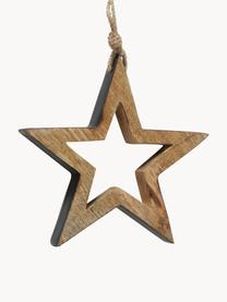 Závěsné ozdoby ve tvaru hvězd Paimio, 3 ks, Potažené dřevo, Tmavé dřevo, černá, Sada s různými velikostmi
