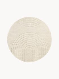 Okrúhly koberec s vysokým vlasom a geometrickým vzorom Norwalk, 100 % polypropylén, Krémovobiela, Ø 160 (veľkosť L)