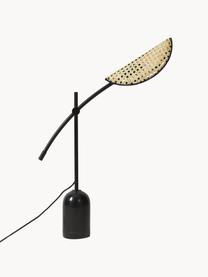 Lampe à poser en cannage Freja, Noir, brun clair, larg. 56 x haut. 45 cm