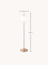 Dimbare vloerlamp Kushi, mondgeblazen, Lampenkap: mondgeblazen glas, Koperkleurig, H 183 cm