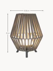 Lámpara para exterior LED Conta, regulable y portátil, Pantalla: PVC, Estructura: metal recubierto, Greige, Ø 26 x Al 33 cm