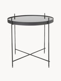 Mesa auxiliar plegable Cupid, tablero de cristal, Estructura: hierrocon pintado en polv, Tablero: vidrio negro, Negro, Ø 43 x Al 45 cm