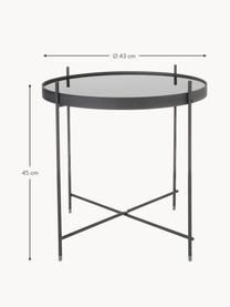 Mesa auxiliar plegable Cupid, tablero de cristal, Estructura: hierrocon pintado en polv, Tablero: vidrio negro, Negro, Ø 43 x Al 45 cm