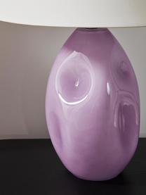 Tafellamp Xilia van opaalglas, Lampenkap: textiel, Lampvoet: opaalglas, Lila, wit, Ø 40 x H 18 cm