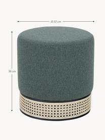 Pouf Mara, Rivestimento: poliestere Con 40.000 cic, Cornice: compensato, Tessuto verde scuro, Ø 37 x Alt. 39 cm