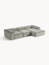 Modulares Ecksofa Lennon aus Cord, Bezug: Cord (92 % Polyester, 8 %, Gestell: Massives Kiefernholz, Spe, Füße: Kunststoff Dieses Produkt, Cord Grau, B 327 x T 180 cm, Eckteil links