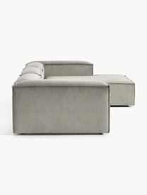 Modulares Ecksofa Lennon aus Cord, Bezug: Cord (92 % Polyester, 8 %, Gestell: Massives Kiefernholz, Spe, Füße: Kunststoff Dieses Produkt, Cord Grau, B 327 x T 180 cm, Eckteil links