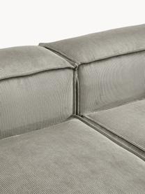 Modulares Ecksofa Lennon aus Cord, Bezug: Cord (92 % Polyester, 8 %, Gestell: Massives Kiefernholz, Spe, Füße: Kunststoff Dieses Produkt, Cord Grau, B 327 x T 180 cm, Eckteil links