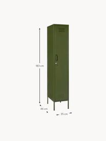 Armadietto piccolo The Skinny, Acciaio verniciato a polvere, Verde scuro, Larg. 35 x Alt. 183 cm