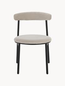 Sametové čalouněné židle Doggi, 2 ks, Světle béžová, černá, Š 47 cm, H 50 cm