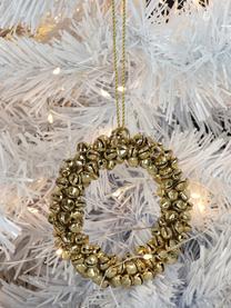 Adorno navideño con cascabeles Wreath, Metal recubierto, Dorado, Ø 9 cm