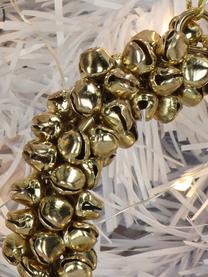 Adorno navideño con cascabeles Wreath, Metal recubierto, Dorado, Ø 9 cm
