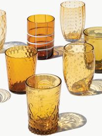 Handgemaakte waterglazen Melting, set van 6, Glas, Okergeel, transparant, Set met verschillende groottes