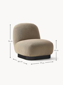 Sillón cóctel en tejido blouclé Elsie, Tapizado: tejido bouclé (poliéster), Estructura: madera contrachapada, Bouclé beige, negro, An 77 x F 84 cm