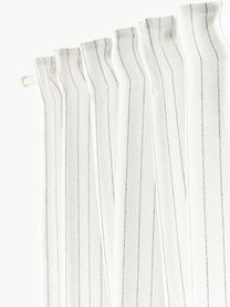 Rideaux semi-transparents avec ruflette multiple Birch, 2 pièces, 100 % pur lin, Blanc cassé, larg. 130 x long. 260 cm