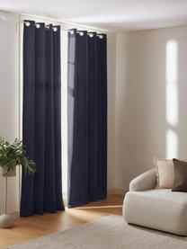 Cortinas oscurecedoras de terciopelo con ojales Rush, 2 uds., 100% poliéster (reciclado) con certificado GRS, Azul oscuro, An 135 x L 260 cm