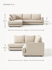 Ecksofa Tribeca, Bezug: 100 % Polyester Der hochw, Gestell: Massives Kiefernholz, FSC, Füße: Massives Buchenholz, lack, Webstoff Beige, B 274 x T 192 cm, Eckteil rechts