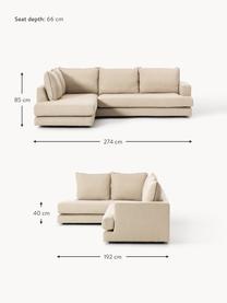 Ecksofa Tribeca, Bezug: 100 % Polyester Der hochw, Gestell: Massives Kiefernholz, Webstoff Beige, B 274 x T 192 cm, Eckteil rechts