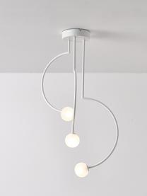 Hanglamp Aglaia, Baldakijn: gecoat metaal, Wit, Ø 45 x H 81 cm