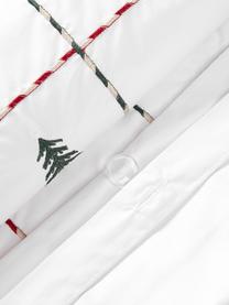 Taie d'oreiller en percale de coton brodée imprimé Noël Rudy, Blanc, multicolore, larg. 50 x long. 70 cm