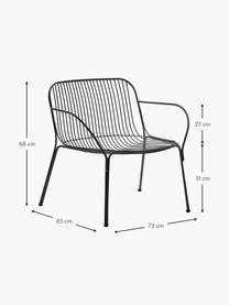 Fauteuil de jardin Hiray, Acier galvanisé, laqué, Noir, larg. 73 x prof. 65 cm