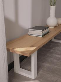 Banco de madera maciza Oliver, Asiento: tableros de madera de rob, Patas: metal con pintura en polv, Roble natural, blanco, An 180 x Al 45 cm